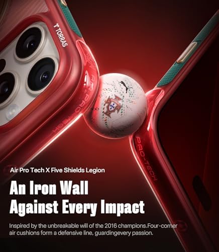 TORRAS World Cup Inspired, Official Portuguese Football Federation Limited Edition, Ostand Q3 Air for iPhone 16 Pro Max Case, 360 Magnetic Stand, Fit for MagSafe, Mil-Grade Drop Tested, Wave Passion - Image 4