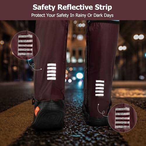 IwIeIaIrI PVC Waterproof Rain Boot Covers with Safety Reflector, Red, 2XL - Image 5
