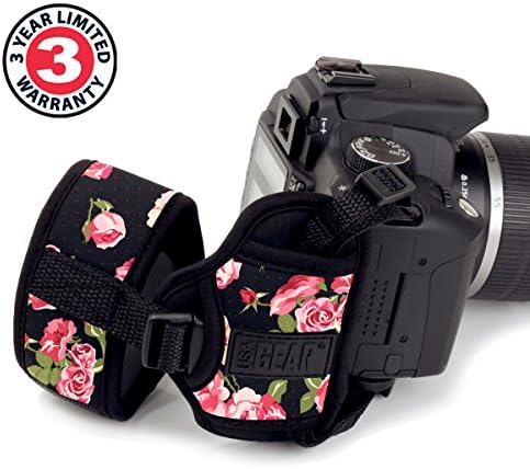 USA Gear DualGRIP Professional Grip Camera Hand Strap with Neoprene Design and Metal Plate - Compatible with Canon, Fujifilm, Nikon, Sony, and more DSLR, Mirrorless, Point & Shoot Cameras (Floral) - Image 2