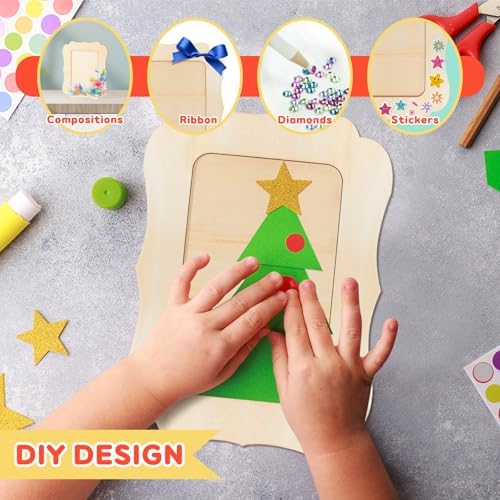 VOKOY 20 Pack Wooden Picture Frames for Crafts, 4" x 6" Photos DIY Wood Frames for Crafting,Unfinished Standing Photo Frames DIY Craft Wood Decorate for Birthday Party Gifts,Vintage Shape - Image 6