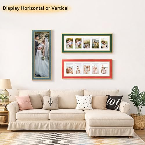 Suede 8x24 Picture Frame Display 5 Opening Picture Frames Collage 4x6 Wall Decor with Mat,Multi Photo Frame for Plexiglass,Wall Decor,1Pack,Red - Image 6