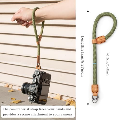 VOVMOEYA Rope Camera Wrist Strap,Camera Hand Strap Compatible with A6400 A6000 A7 IV,for Fujifilm X100V for Nikon Zf Z30 for Canon EOS R6 R7 R8 R10 Camera Wrist Straps for dslr - Green - Image 3