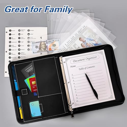 HAUTOCO Important Document Organizer Zipper Life Binder Family Emergency Binder Birth Certificates Protector, in Case I Go Missing Estate Planning Organizer - Include Category Label & Directory - Image 2