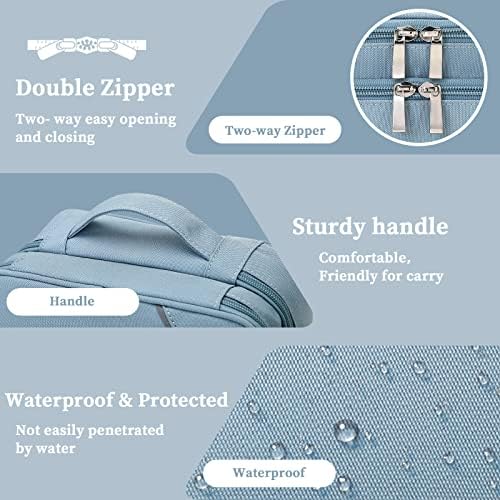 Lanola Custom Personalized Travel Cable Organizer Bag, Electronic Accessories Case Portable Double Layer Cable Storage Bag with DIY Dividers & Custom Photo Text - Light blue - Image 5