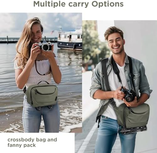 TAAOKA Camera Sling Bag,Travel Waterproof Camera Case with Tripod Holder,Lightweight DSLR/SLR/Mirrorless Small Camera Bags Crossbody for photographers (Dark Green) - Image 6