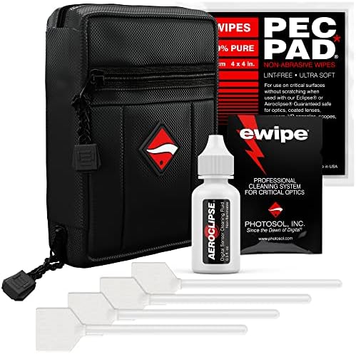 Photographic Solutions Digital Survival Kit - Type-3 (24mm) Sensor Swabs, PEC-PAD Photo Wipes, E-Wipe Packet, Aeroclipse Optic Cleaner Non-Flamable Solution - Camera Cleaning Kit with Travel Bag by PhotographicSolutions