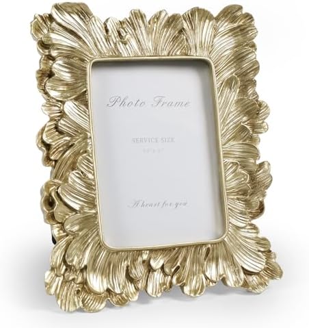 Cuspin 3.5x5 Picture Frame Small Gold Frames, Vintage Palm Leaves Textured by Cuspin