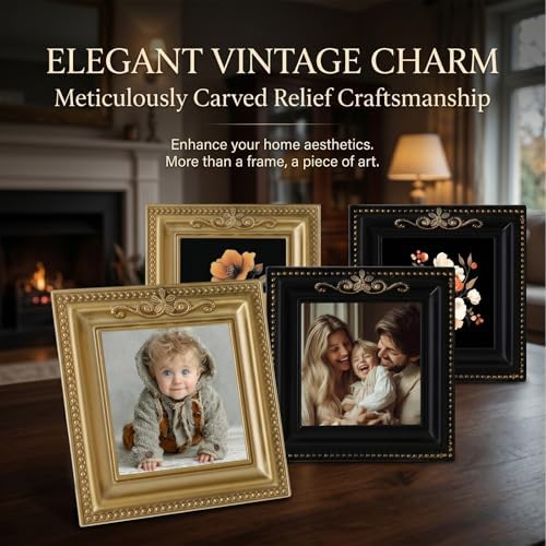 Vintage Mini Gold Magnetic Picture Frames for Refrigerator, 2-Pack Antique Magnet Photo Frames, Magnetic Photo Sleeves for Wallet Photos, Mini Art & Metal Surface Decor - Image 2