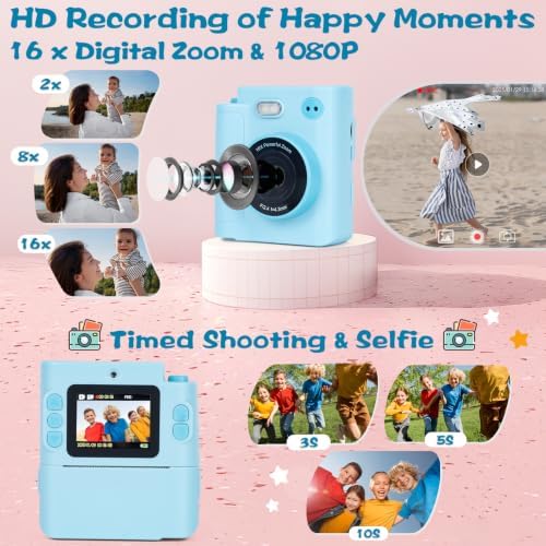 Cudinham Kids Camera Instant Print, Gifts for Age 3-12 Kids, 5 Rolls Paper - Image 3