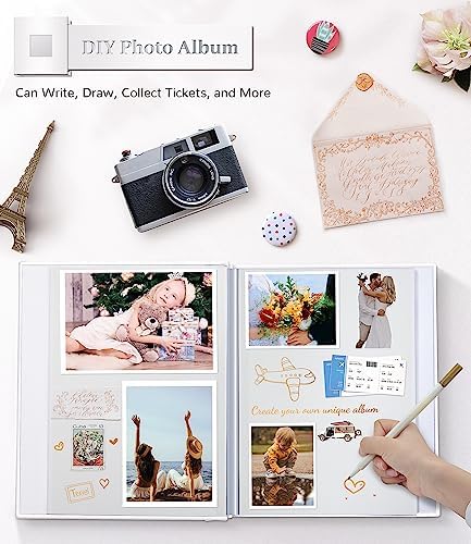 Artfeel Photo Album Self Adhesive Scrapbook Album for 3x5 4x6 5x7 8x10 Pictures,40 Pages Linen Cover with Display Window DIY Photo Book,Ideal Gifts for Family Travel Wedding Baby - Image 4