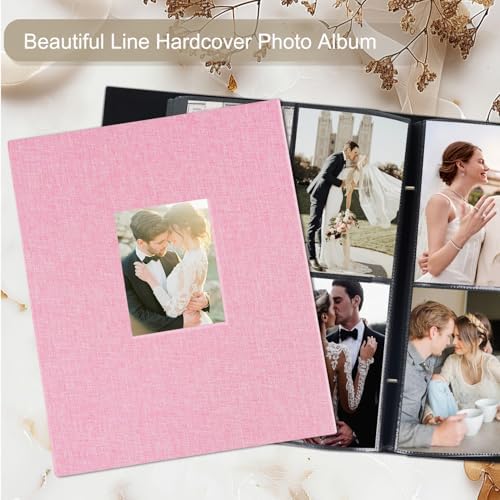 Artmag Fabric Photo Album 4x6 400 Large Capacity for Family Wedding Anniversary Linen Album Holds 400 Vertical Photos (400 Pockets, Pink) - Image 4