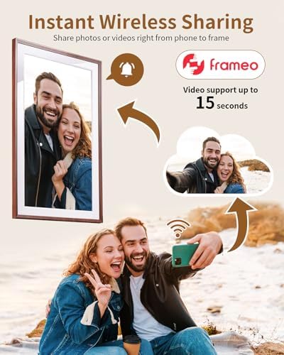 FRAMEO 15.6 Inch 32GB WiFi Large Digital Photo Frame 1920 * 1080 IPS FHD Touch Screen Smart Digital Picture Frame, Wall Mountable, Auto-Rotate,Share Instantly, Birthday Gifts for Women, Mom - Image 2