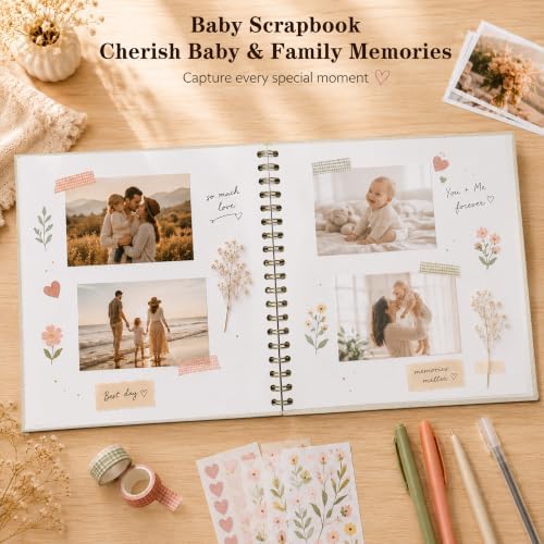 10x10 Inch Scrapbook Photo Album with 40 Pages Acid-Free White Paper, Beige - Image 6