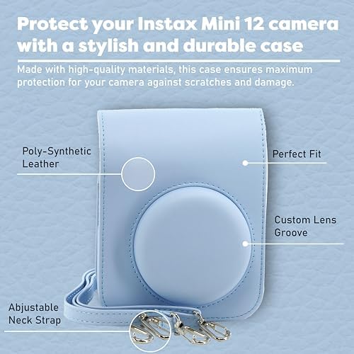 Fujifilm Instax Mini 12 Instant Camera Bundle with Fujifilm Instax Mini Instant Film Value Pack (60 Sheets) with Accessories Including Protective Case, Strap, Photo Album (Pastel Blue) - Image 4