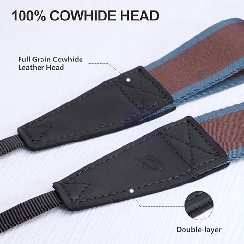 Padwa Lifestyle Adjustable Camera Strap - 1.5" Top Layer Cowhide Head Camera Straps for Photographers, Cotton Adjustable Neck Shoulder & Crossbody Strap Quick Release for All Cameras and Binoculars - Image 2
