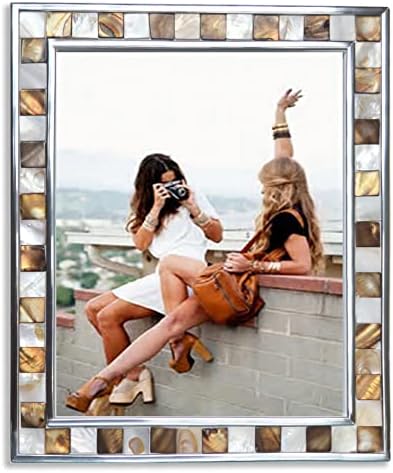 Silver Plate 8x10 Picture Frame, Brown+White, 1pc by GIFTME5