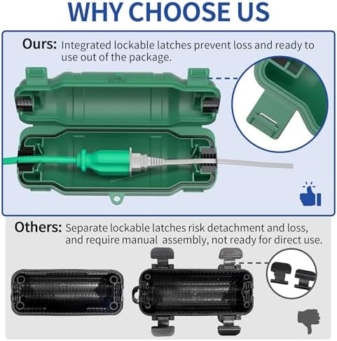 3 Pack Outdoor Extension Cord Safety Cover, Waterproof, Green - Image 5