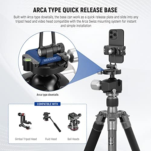 NEEWER Metal Phone Tripod Mount Adapter with Arca QR Base, Cold Shoe, 360° Swivel 180° Tilt, Phone Holder Compatible with iPhone 17 Pro Max 16 15 Samsung Galaxy S25 Ultra S24 - Image 5