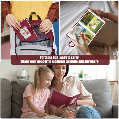 Photo Album 4x6 100 Pockets, Slip-in Picture Albums, Linen Cover Top Loader Vertical Pockets Albums for Baby, Kids Boy Girls, Wedding, Family, Anniversary, Red - Image 7
