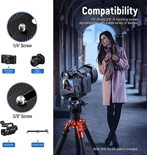 NEEWER Quick Release Plate with Clamp Adapter Set, 120mm QR Plate with Clamp, 3/8"&1/4" Screw, Bubble Level, 3/8” to 1/4” Screw Adapter, Compatible with Arca Swiss Tripod Monopod Ball Head - Image 3