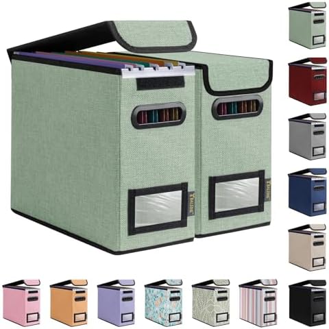 BALEINE File Organizer Box with Lid, Collapsible Hanging File Storage Box by BALEINE