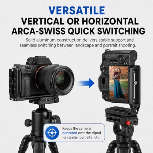 DSLR Camera L-Bracket, Vertical & Horizontal Switching Quick Release Plate, Compatible with Canon Nikon Sony DJI Osmo Ronin Zhiyun Stabilizer, Tripod & Monopod - Image 2