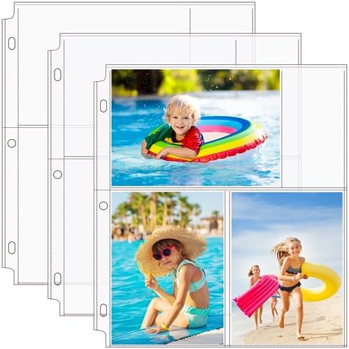 MaxGear 30 Pack 4x6 Photo Sleeves for 3 Ring Binder (180 Pictures),3 Pocket by MaxGear