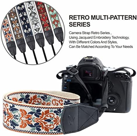 Padwa Lifestyle 2" Retro Jacquard Embroidery Camera Strap, Adjustable, Wide DSLR/SLR Camera Neck/Shoulder Strap with Genuine Leather Head (White Classic Flower) - Image 5