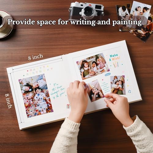 Pssoss 8x8 Inch DIY Scrapbook Album, Linen Hardcover, 40 Pages, White - Image 4