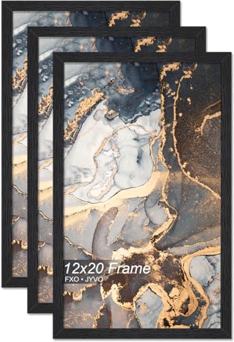 Fxojyvo 12x20 Picture Frame Set of 3 Black Engineered Wood Wall Hanging by Fxojyvo