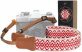 Padwa Lifestyle Camera Strap - 1.5" Crazy Horse Cowhide Head Cotton Strap,Vintage Embroidery Camera Straps for Photographers and All Cameras,Cute Adjustable Shoulder Neck Strap for Adults & Kids by PadwaLifestyleCameraStrap
