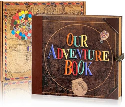 Adventure Book 148-Page DIY Handmade Scrapbook with Retro-Style Embossed Letter Cover - Perfect Travel Diary & Memory Album for Couples,Inspired by the 'Up' Saga,Ideal for Anniversaries & Weddings by Unknown