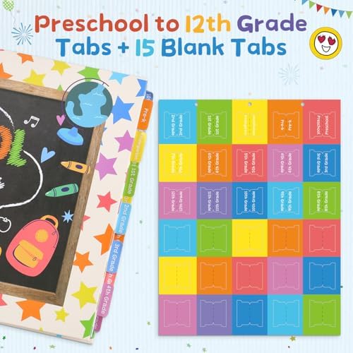 Scrapbooking Albums for Kids School Years Memory Book, Preschool to 12th Grade, 17 Pocket Pages for Photos & Artwork, Includes Birthday/Christmas/Halloween Pages, Index Tabs & Ruler, Gift-Ready Box - Image 6