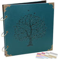 Photo Album DIY Scrapbook, 10x10 inch 50 Pages Vintage Leather Cover Three-Ring Binder Family Picture Booth Albums with 408pcs Self Adhesive Photos Corners for Memory Keep, Tree (Jasper Green) by ADVcer
