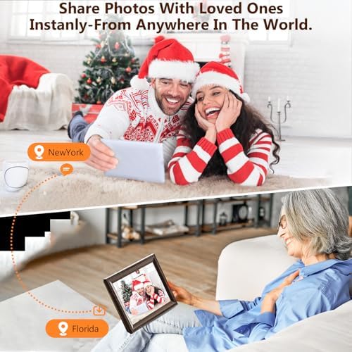 Digital Picture Frame WiFi Send Photos from Your Phone 16GB Storage 10.1inch 1280x800 IPS Touch Screen Digital Photo Frame Auto-Rotate Wall Mountable Wood Dark Color - Image 2