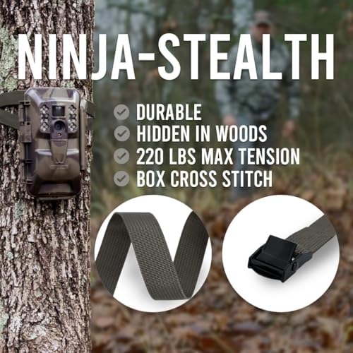 Trail Camera Straps 8 Packs, Game Cam Mounting Straps w/Durable Alloy Buckle, 6 ft. Long Nylon Utility Strap for Hanging Deer Camera, 25mm Width (Brown) - Image 3