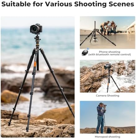 K&F CONCEPT 72" Aluminum Tripod for Camera - Image 3