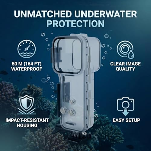 Zopsc Water Proof Housing Shell IPX8 50m 164ft Compatible with Action Camera with High Transmission Glass Lens for Diving Snorkeling Surfing - Image 4