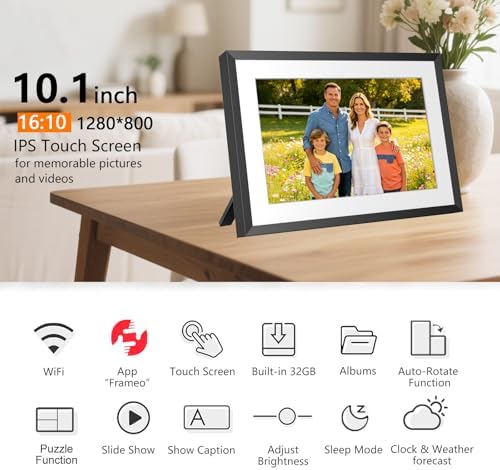 32GB FRAMEO 10.1 Inch Smart WiFi Digital Photo Frame 1280x800 IPS LCD Touch Screen, Auto-Rotate Portrait and Landscape, Share Moments Instantly via Frameo App from Anywhere - Image 2