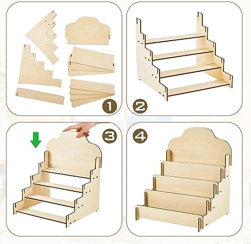 Barydat Greeting Card Display Stand Wooden, 11.8 x 10.4 x 14.2 Inch, Beige - Image 2