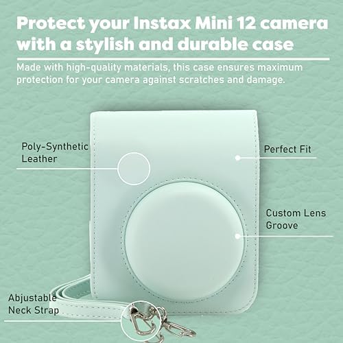 Fujifilm Instax Mini 12 Instant Camera Bundle with Fujifilm Instax Mini Instant Film Value Pack (60 Sheets) with Accessories Including Protective Case, Strap, Photo Album (Mint Green) - Image 4