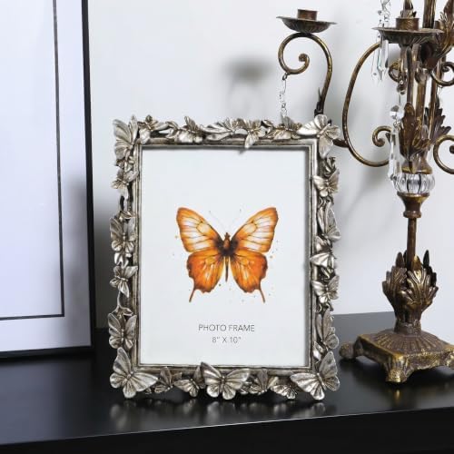 Silver 8X10 Vintage Picture Frames Gold Butterfly Elegant Retro European Design, Antique Photo Frame for Wall Hanging and Tabletop Display, Retro Design Home Decor - Image 2