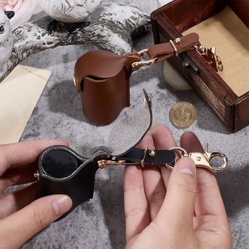 2 Colors Classical 35mm PU Leather Film Case Keychain Pendant Portable Leather Film Roll Storage Protective Sleeve Holder Container Key Chain with Lobster Clasp for Photography(Black Brown) - Image 3