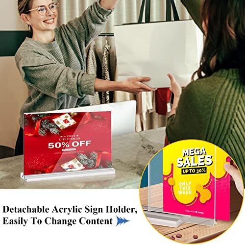Arrobust Acrylic Sign Holder 8.5x11 Inches 6 Pack Horizontal, T -Shaped Double Sided Clear Paper Frames, PlasticTable Menu Display Holder, Document Flyer Table Stand for Office, Store, Restaurant - Image 2
