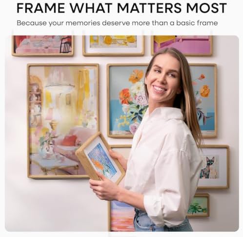 Homeforia 12x17 Mortise&Tenon Natural Oak Picture Frame, 10x15 Mat, Glass - Image 2