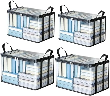 4 Pack Clear Comic Book Storage Containers, Black by SKYJORMY