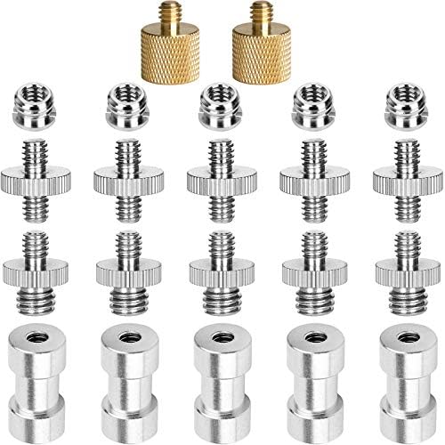 22Pack ChromLives Camera Screw Adapter 1/4 to 1/4 Screw to 3/8 Tripod Adapters Converter Brass Screws Spigot Mount Set for Camera Tripod Monopod Ballhead Flash Light,Combo Pack by ChromLives
