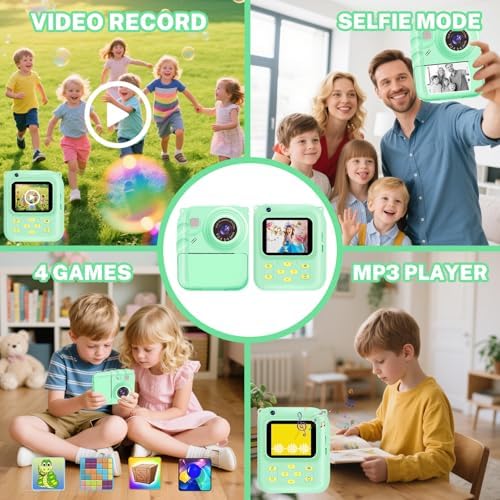 Instant Print Camera for Kids, 1080P Video Camera with 3 Print Rolls - Image 3