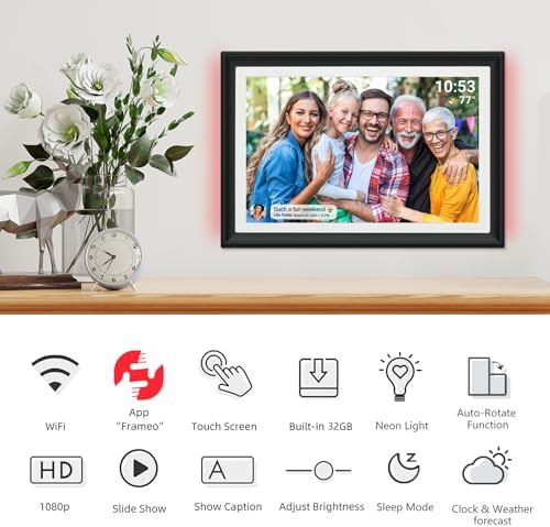32GB FRAMEO 10.1 Inch WiFi Digital Photo Frame, 1280x800 HD IPS LCD Touch Screen, Auto-Rotate Portrait and Landscape, 32GB Storage, Share Moments Instantly via Frameo App from Anywhere - Image 2