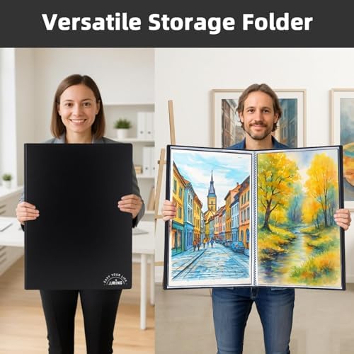 18x24 Black Art Portfolio Folder Displaying 48 Pages with Plastic Sleeves - Image 5